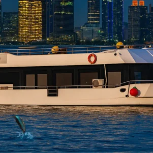 Business Class Canal Cruise Dubai NYE with Burj Khalifa fireworks and stunning Dubai Water Canal views