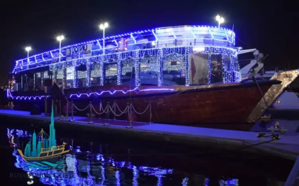 NYE gala dinner Dubai on Standard Marina Dhow Cruise with ticket price details and festive atmosphere