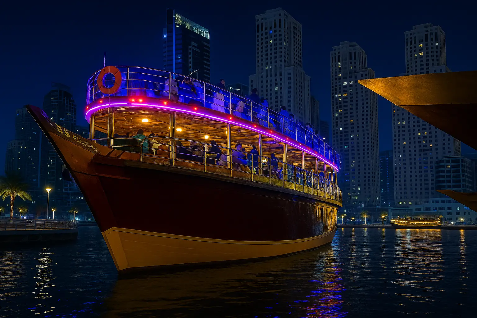 wooden glass cruise marina deal in Dubai